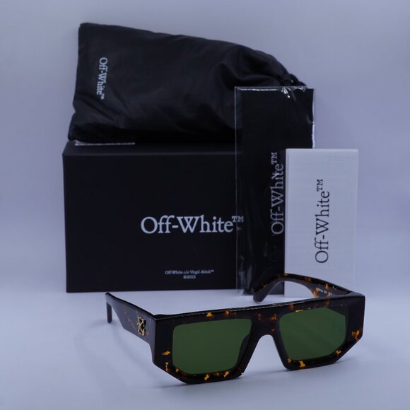 Off-White OERI13F VANCOUVER 6055 Geometric Sunglasses – Havana/Green - Picture 1 of 12